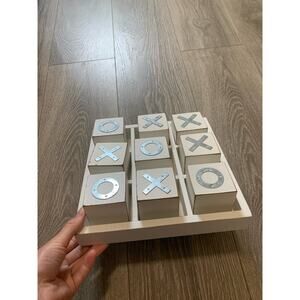 Tic Tac Toe XOX Home Collection Game Set Coffee Table Game White Wood & Metal